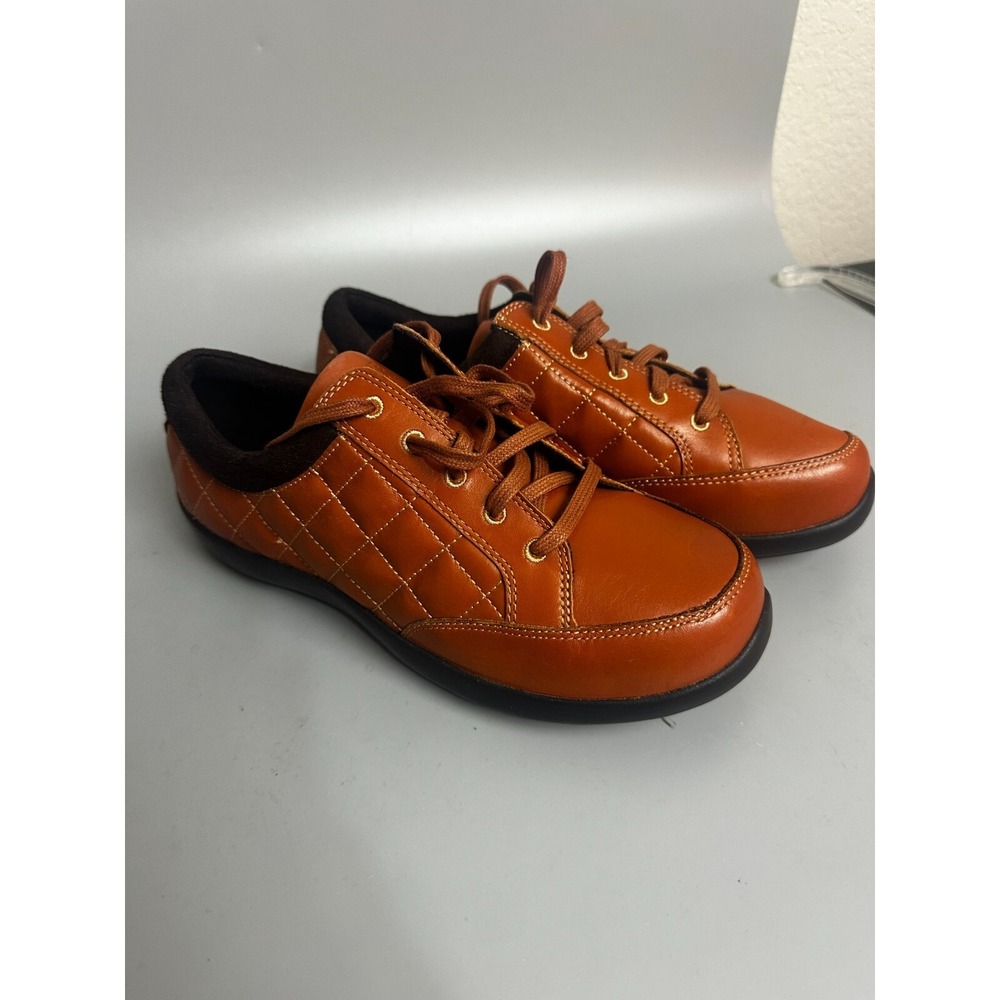 Anodyne No. 46 Womens Sport Jogger Whiskey Brown Quilted Leather Sneakers Shoes